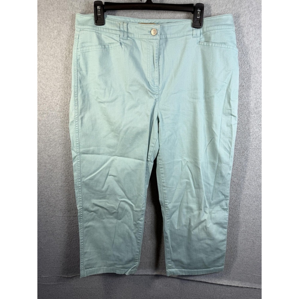 Peck & Peck Weekend Capri Pants Womens 12 Green Stretch Twill Casual Pockets